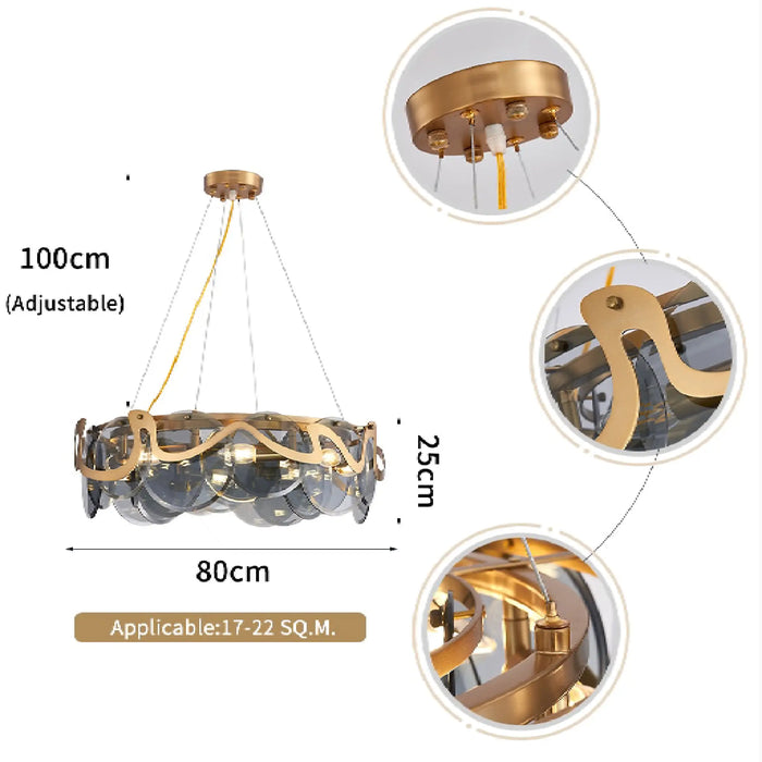 MIRODEMI® Colomars | Creative Drum Gold Glass Chandelier Parameters