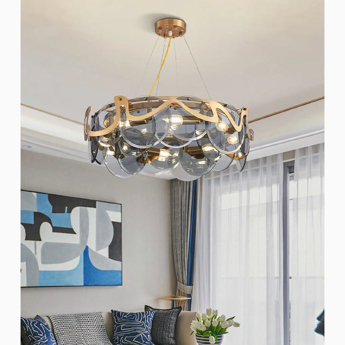 MIRODEMI® Colomars | Creative Drum Gold Glass Perfect Chandelier