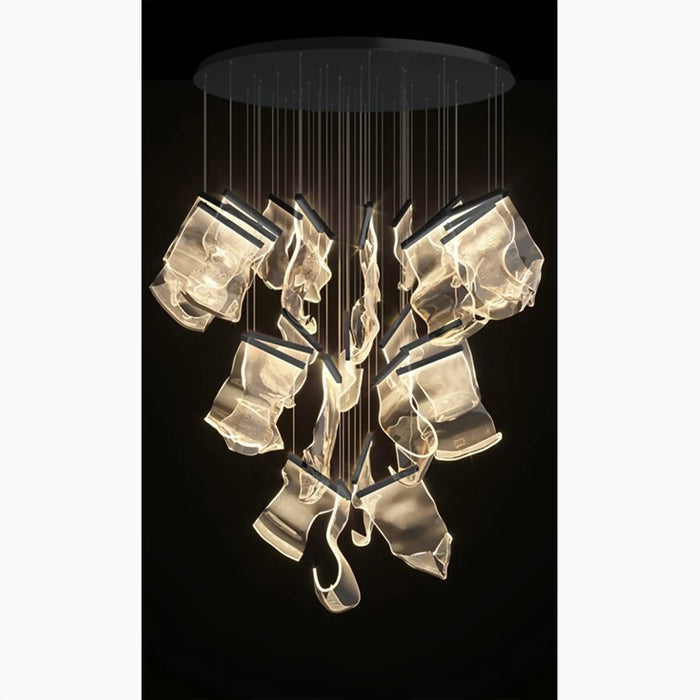 MIRODEMI® Coursegoules | Silk Design Gold Pendant Lighting for Staircase