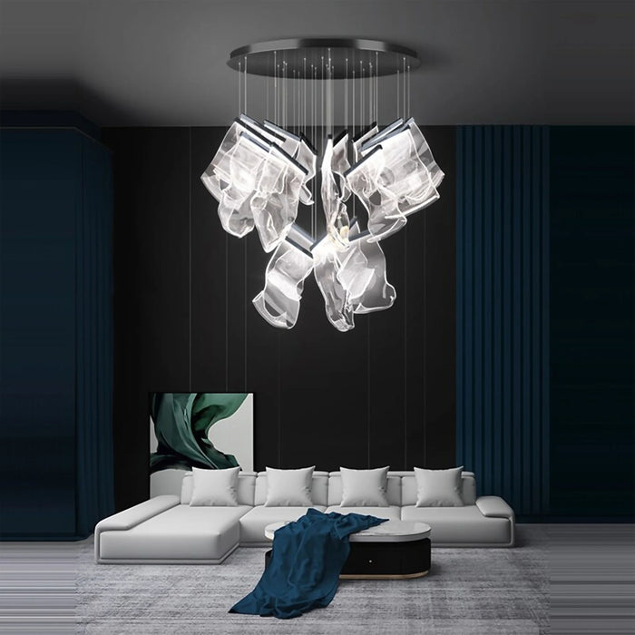 MIRODEMI® Coursegoules | Silk Design Gold Pendant Light for Living Room