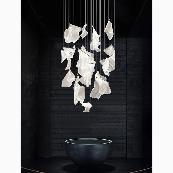 MIRODEMI® Coursegoules | Silk Design Gold Pendant Light for Stairwell