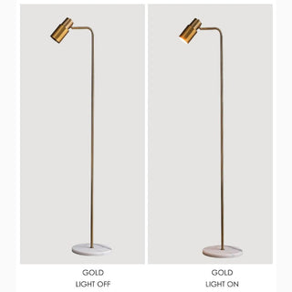 MIRODEMI® Dallenwil | Minimalistic Gold Floor Lamp with Marble Base for Living Room, Bedroom, Home, Hall