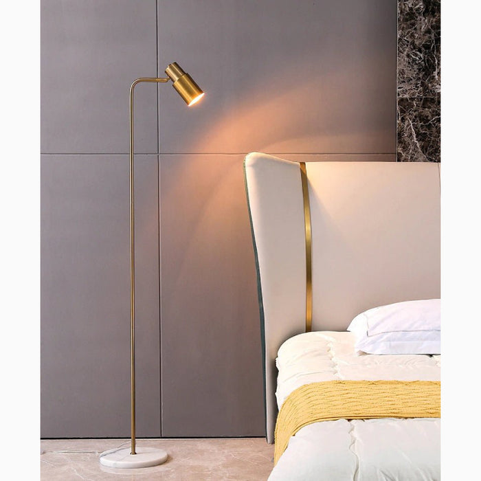 MIRODEMI® Dallenwil | Minimalistic Gold Floor Lamp with Marble Base for Living Room, Bedroom, Home, Hall