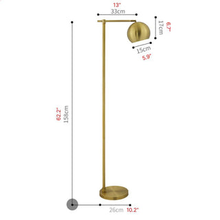 MIRODEMI® Davos | Black/Gold Minimalistic Reading Floor Lamp for Living Room, Bedroom, Home, Hall