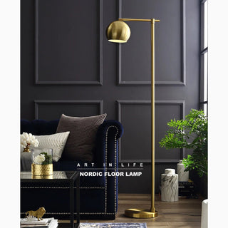 MIRODEMI® Davos | Black/Gold Minimalistic Reading Floor Lamp for Living Room, Bedroom, Home, Hall