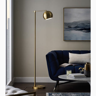 MIRODEMI® Davos | Black/Gold Minimalistic Reading Floor Lamp for Living Room, Bedroom, Home, Hall