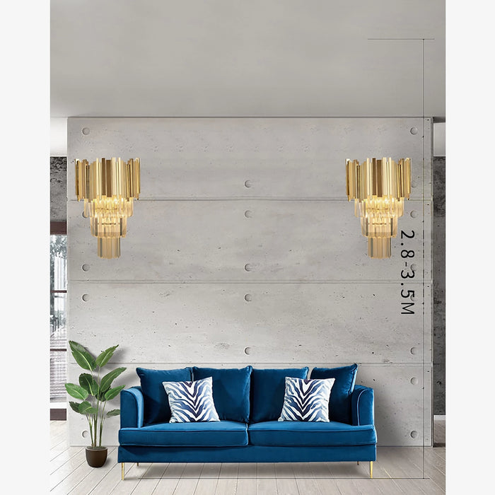MIRODEMI® Denia | Luxury crystal wall light | wall sconce | golden wall lamp