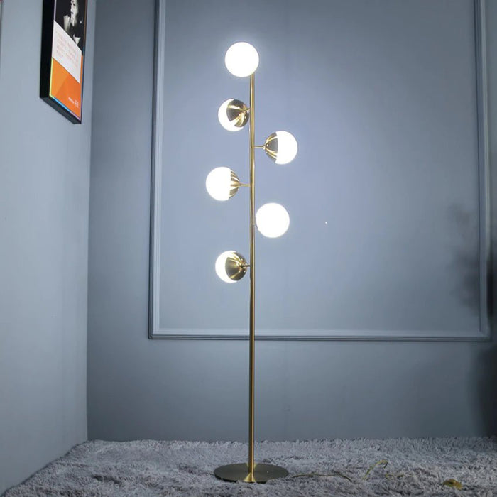 MIRODEMI® Diemtigen | Elegant Golden Metal LED Floor Lamp With Acrylic Balls for Living Room, Bedroom, Home, Hall