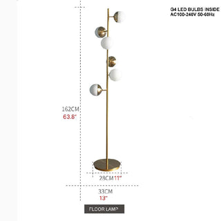 MIRODEMI® Diemtigen | Elegant Golden Metal LED Floor Lamp With Acrylic Balls for Living Room, Bedroom, Home, Hall