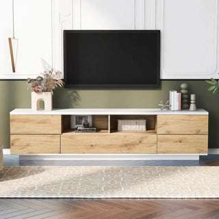 Classic Natural Design|Wooden TV Stand|White