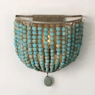 Donostia | Retro Blue/White Wooden Bead Wall Lamp