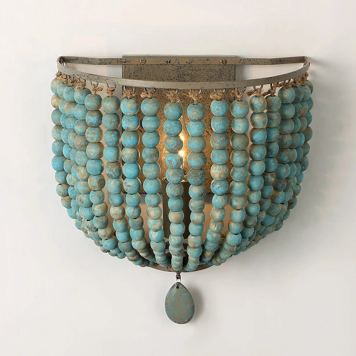 MIRODEMI® Donostia | Retro Blue/White Wooden Bead Wall Lamp