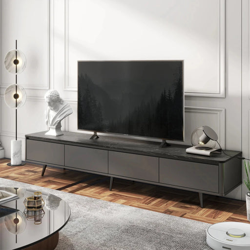 MIRODEMI® Dordogne | Modern Marble Top Black TV Stand