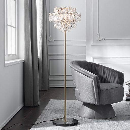 MIRODEMI® Dübendorf | Nordic Luxury Crystal LED Floor Lamp With Marble Base for Reading, Living Room, Bedroom, Home, Hall