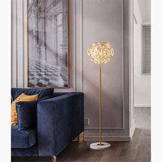 MIRODEMI® Dübendorf | Nordic Luxury Crystal LED Floor Lamp With Marble Base for Reading, Living Room, Bedroom, Home, Hall