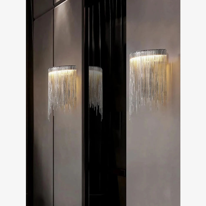MIRODEMI® Éibar | Gold/Chrome Modern Led Chain Wall Lamp | wall sconces | wall light