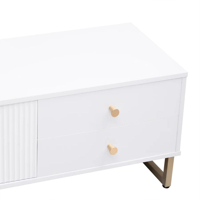 MIRODEMI Elster Classic White Vintage Style TV Cabinet with Gold Legs