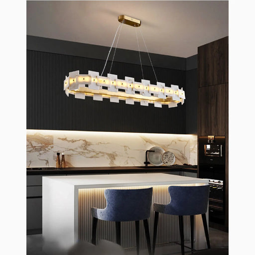 MIRODEMI® Farinole | Oval Stylish Marble Ceiling Chandelier