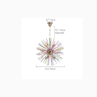 Colourful dandelion glass chandelier with hand-blown glass pieces