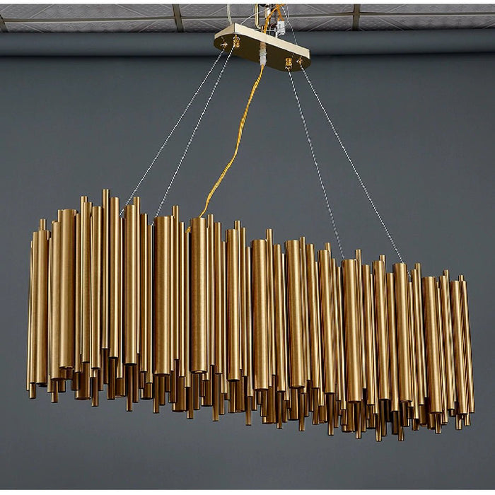 MIRODEMI Fontan Trendy Rectangle Gold Stainless Steel Chandelier For Kitchen Island