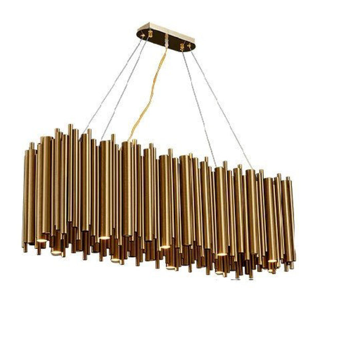 MIRODEMI Fontan Trendy Rectangle Gold Stainless Steel Chandelier For Home Decoration