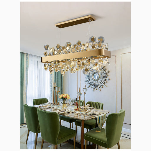 MIRODEMI Garlenda Trendy Rectangle Gold Crystal Chandelier For Dining Room