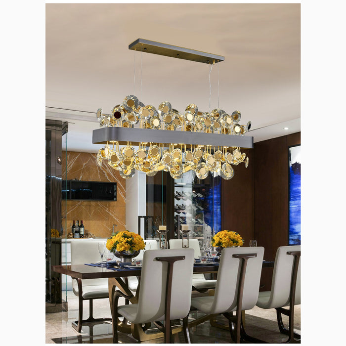 MIRODEMI Garlenda Trendy Rectangle Gold Crystal Chandelier For Dining Room Decoration
