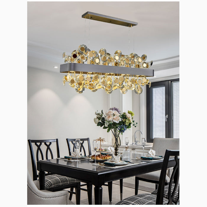 MIRODEMI Garlenda Trendy Rectangle Gold Crystal Chandelier For Home Decoration