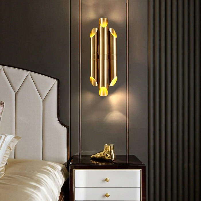 Brushed gold LED wall sconce | modern lighting fixture | minimalistic | bedroom light
