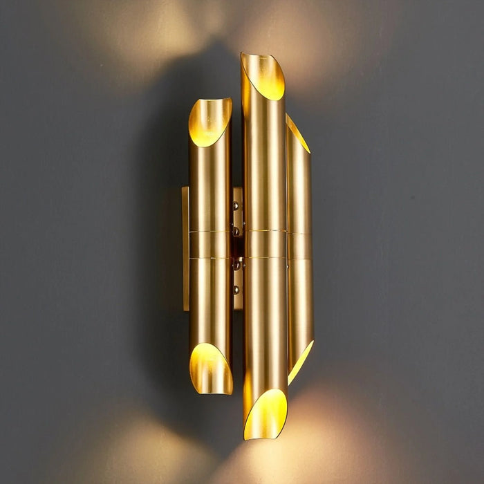 Brushed gold LED wall sconce | modern lighting fixture | minimalistic |side view