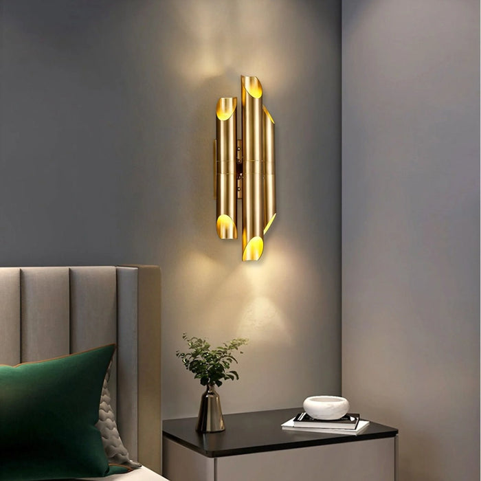 Brushed gold LED wall sconce | modern lighting fixture | minimalistic |gold in interior