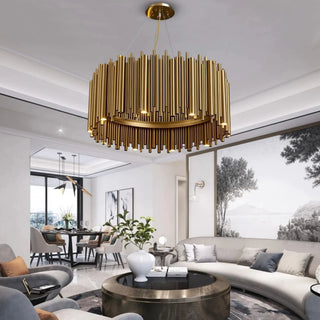 MIRODEMI® Genappe | Luxury Drum Gold Stainless Steel Chandelier