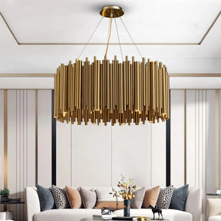 MIRODEMI® Genappe | Luxury Drum Gold Steel Chandelier