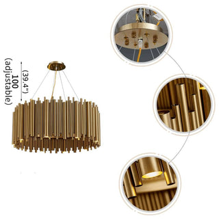 MIRODEMI® Genappe | Modern Drum Gold Stainless Steel Chandelier