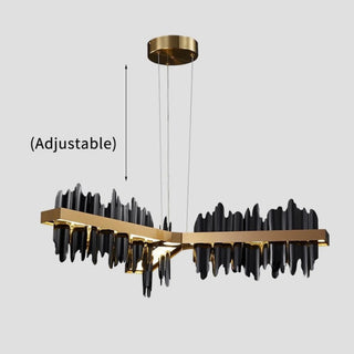 MIRODEMI® Genève | Black/Gold Long Chandelier for Dining Room