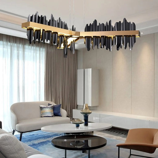 MIRODEMI® Genève | Black/Gold Chandelier for Living Room