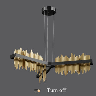 MIRODEMI® Genève | Black/Gold Long Chandelier for Kitchen