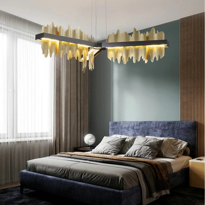 MIRODEMI® Genève | Black/Gold Long Chandelier for Bedroom