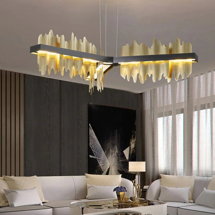 MIRODEMI® Genève | Gold Long Chandelier for Living Room