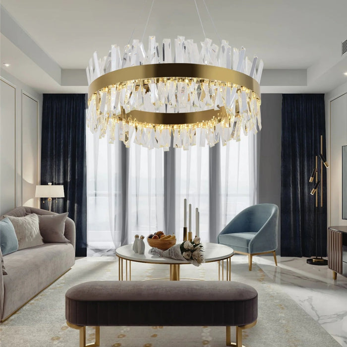 MIRODEMI® Genk | Gold/Chrome Round Crystal Chandelier for Hall