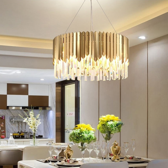 Gent | Drum Gold Crystal Chandelier from Mirodemi for Dining Room