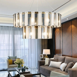 MIRODEMI® Geraardsbergen | Drum Glass Round Chandelier