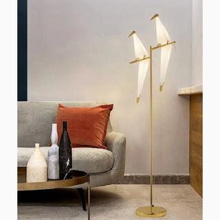 MIRODEMI® Gersau | Artistic Gold Modern Parrot-Shaped Floor Lamp for Living Room, Bedroom, Home, Hall