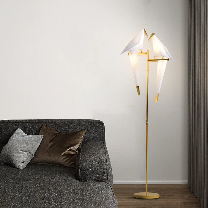 MIRODEMI® Gersau | Artistic Gold Modern Parrot-Shaped Floor Lamp for Living Room, Bedroom, Home, Hall