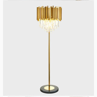 MIRODEMI® Glarus | Gold Stainless Steel Crystal Modern Floor Lamp for Living Room, Bedroom, Home, Hall