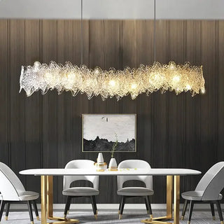 MIRODEMI Acquafondata Rectangle Gold Frosted Glass Leaf Chandelier For Kitchen