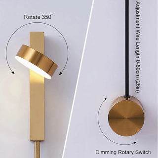 MIRODEMI® Hergiswil | Black/Gold Simple Rotating Indoor LED Wall Sconce | wall light | wall sconces | wall lamp