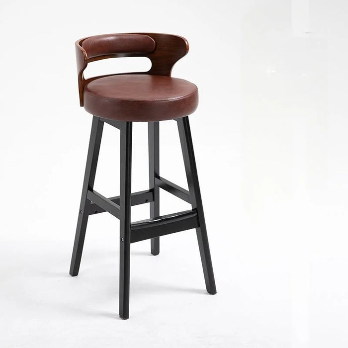 MIRODEMI® High-Leg Bar Stool with Backrest Made of Solid Wood Details