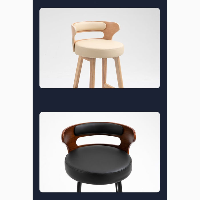 MIRODEMI® High-Leg Bar Stool with Backrest Made of Solid Wood Details