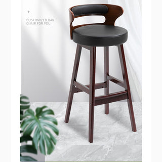 MIRODEMI® High-Leg Bar Stool with Backrest Made of Solid Wood image | luxury furniture | bar decor | furniture 